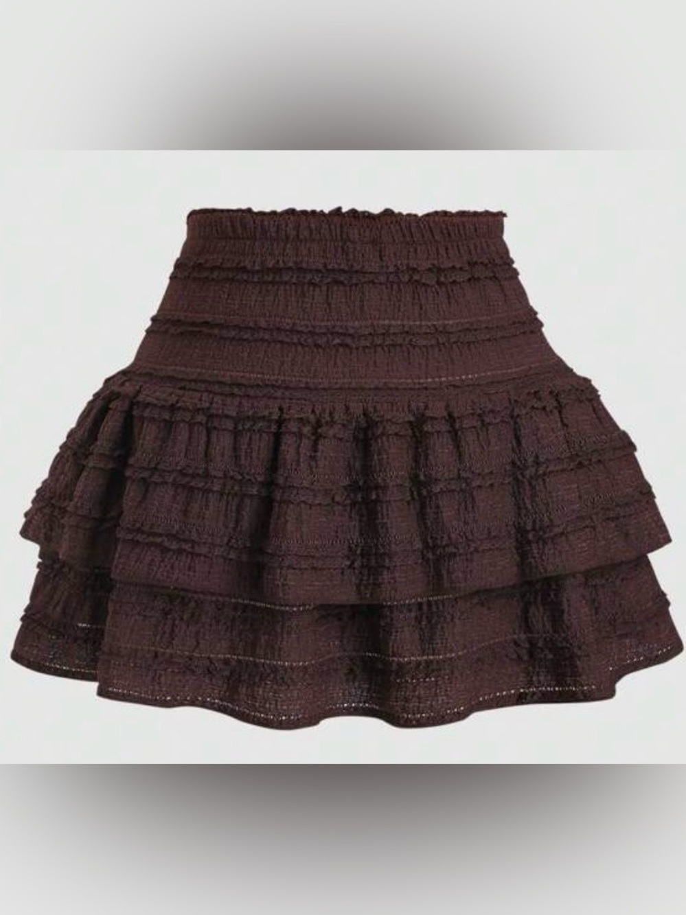 NWOT Women’s Brown Tiered Smocked Mini Skirt, M